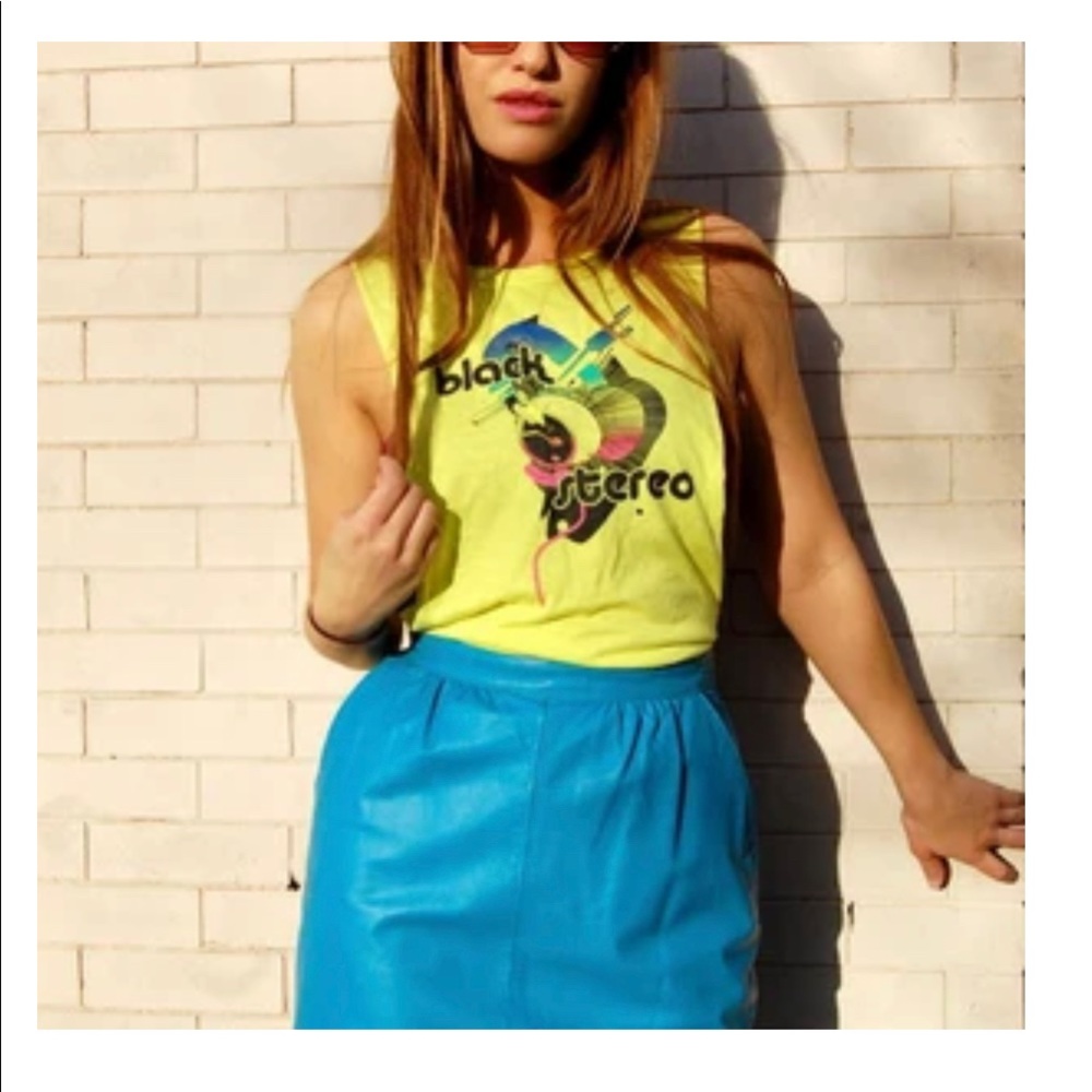 Vintage 80s REAL genuine leather mini skirt with pockets!